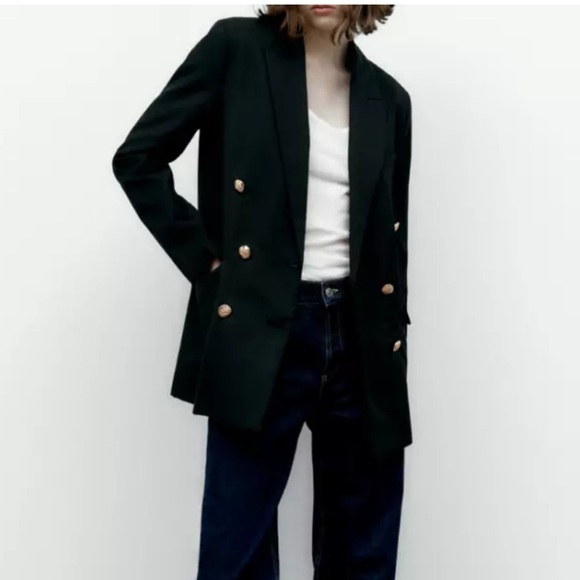 New! Zara large double breasted gold buttoned blazer. - Picture 9 of 16